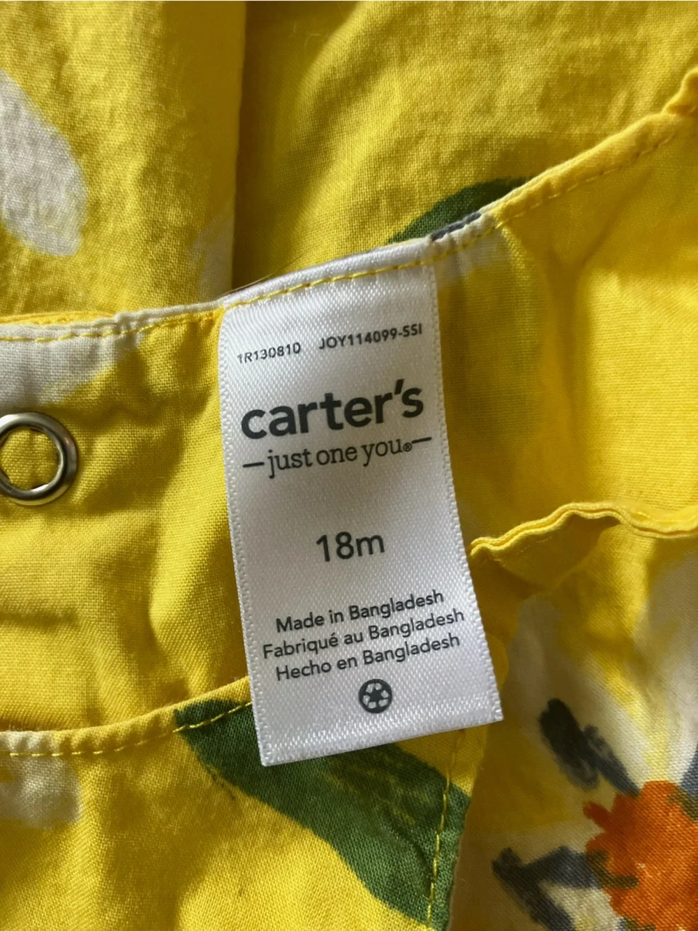 Carter's | Yellow Floral Dress Matching Hat | 18 Months